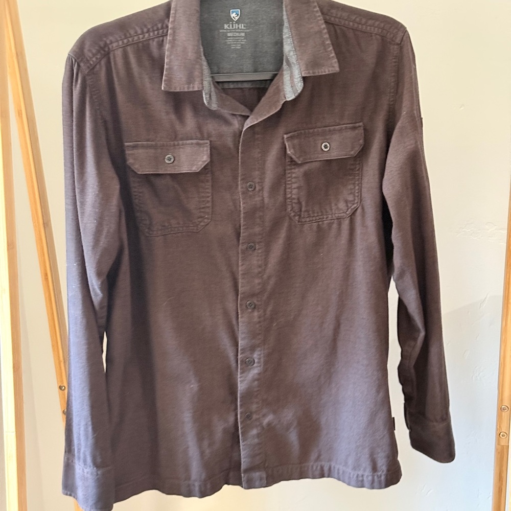 KUHL Descendr Long Sleeve Shirt, Men's M, Dark Brown